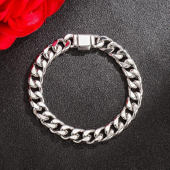 極太　925 ITALY 10㎜玉 ボールバングル Amazon.co.jp: Men's 925 Sterling Silver Solid Miami Cuban